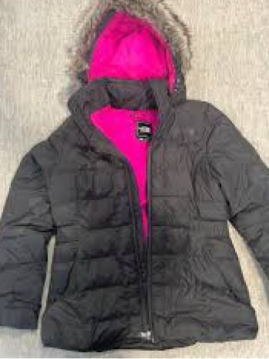 The North Face Jackets & Blazers - The North Face Women's Gray Puffer Jacket 550 Pink Lining and Faux Fur Hood - S